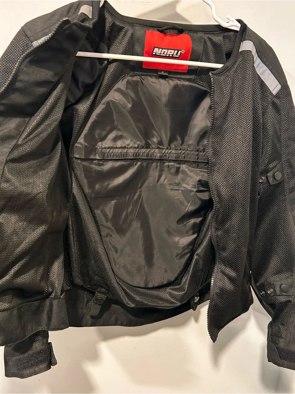 NORU Motorcycle Mesh Jacket Black Size S - Clean With 5 Armor Pads Included
